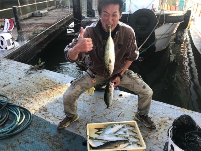
<p>東大阪市の大北様、沖一文字北で</p>
<p>ハマチ５０cmまで１０匹</p>
<p>のませ釣り（活けアジ）</p>
