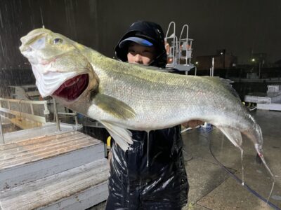 <p>立田君　旧一文字カーブ〜白灯　メンボー　シーバス75cm🎣</p>