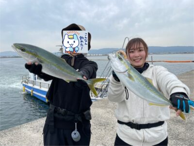 <p>釣れない猫&みずほ🐟隼華 様　沖の北　ジャックアイ＝マキマキ・フリフリバイブ　ハマチGET🎣</p>