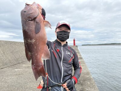 <p>ハルヒサSP様　旧一文字赤灯　かぶせ釣りでカンダイ55cm🎣</p>
