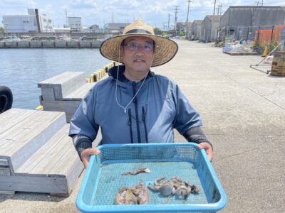 <p>顔出しなのに匿名様　旧一文字3番　タコエギでマダコ2杯と8分の1杯🐙</p>