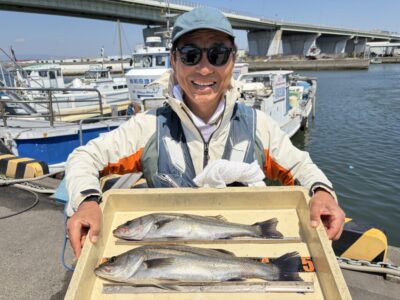 <p>中村様　沖の北　エビ撒き　ハネ49.5cmまで2匹🎣</p>