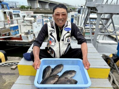<p>森のみっちゃん　旧一文字赤灯　フカセ釣りでグレ5尾🎣　グレ抜き上げる時にダイワTM磯AGS折れてしまったそうです😭… その後ヘラ竿で釣行中に巨大カンダイ掛け格闘中にヘラ竿もポッキン😇　だけども笑顔のみっちゃん😊　グレは当日船着場で開催されていた忠岡マーケットの御客様にプレゼント🐟</p>