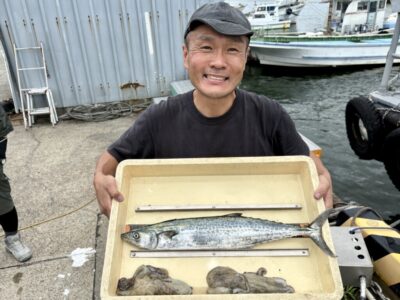 <p>岡田様　沖の北　マキマキでサゴシ🎣　タコエギでタコ2杯🐙</p>
