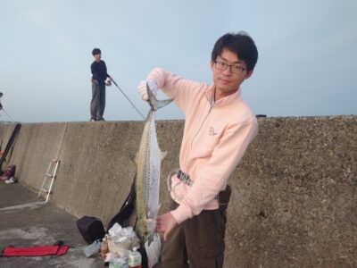 <p>裏住様 沖の北ポンプ小屋ちょい向こう ジャックアイ・マキマキでサワラ!5時半頃に底から巻上げでヒット!</p><p>今日は5時半ごろから釣れ始めて6時まででサワラ6本、サゴシもちょっと釣れてました。</p>