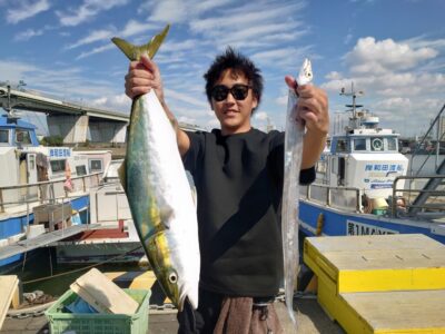 <p>松井様  沖の北  テンヤで朝タチ！飲ませ釣りで10時頃にメジロ！</p>